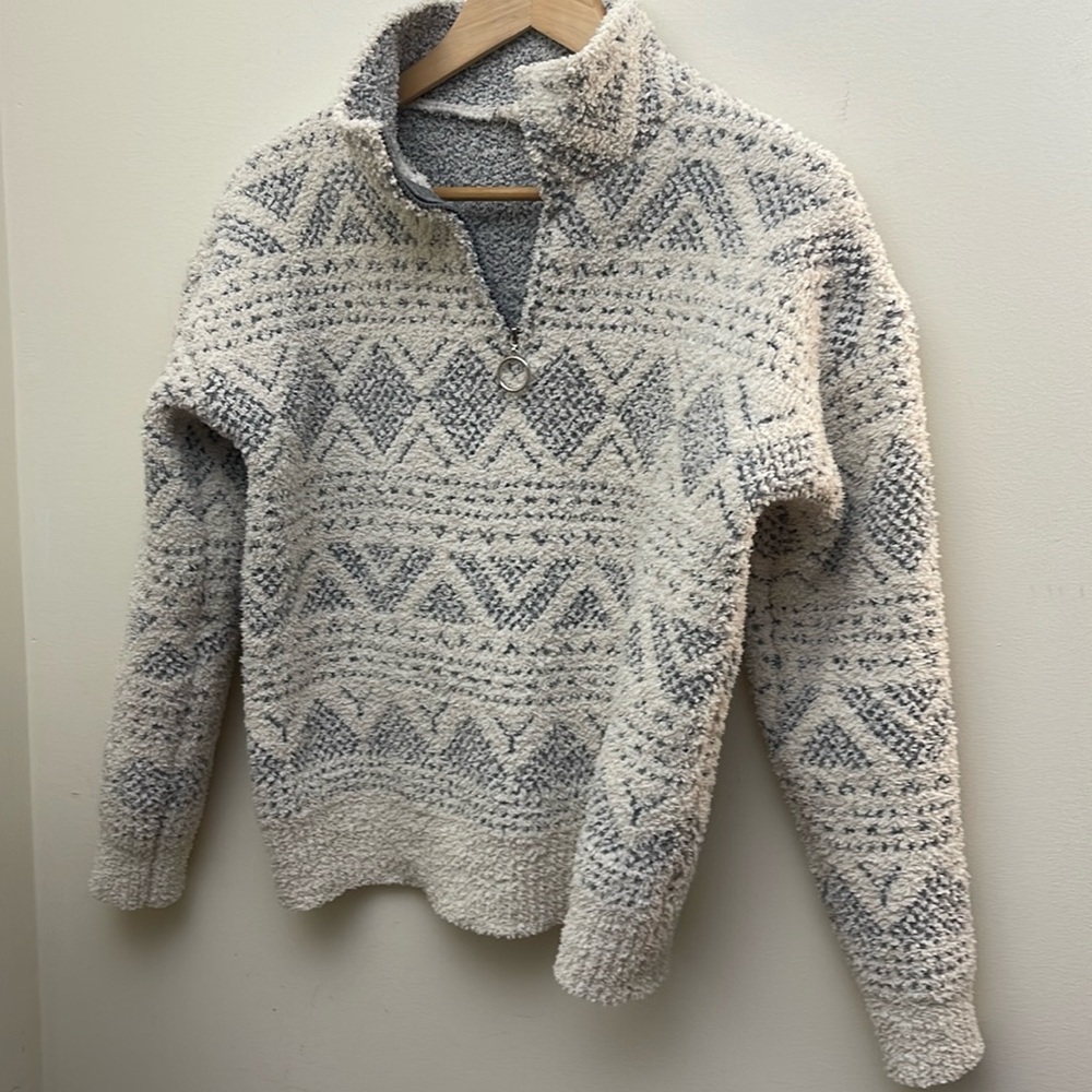 Hem & Thread Aztec Half Zip Pullover Sweater - image 1